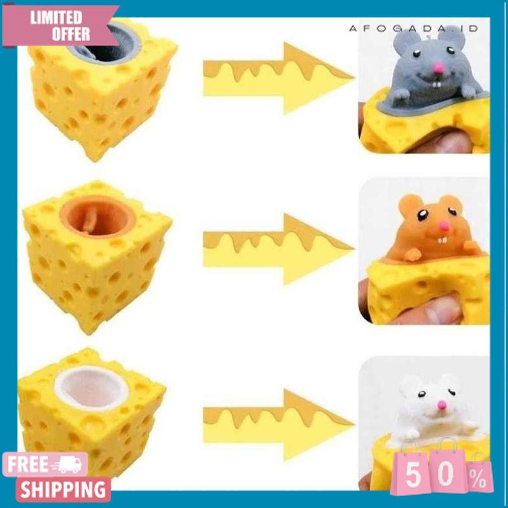 Sale Mainan Pop It Squishy Karet Silikon Keju Tikus / Mainan Squishy Tikus Keju Karet Silikon Pop It