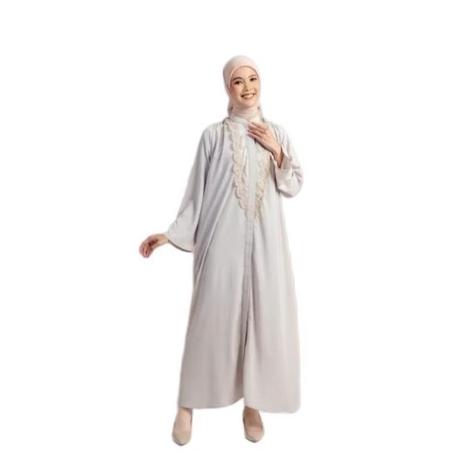 Elzatta Gamis Abaya Mecca Lace Hijab Dress Muslim Cantik untuk Wanita Dewasa Pesta Mewah Syari Maxi 