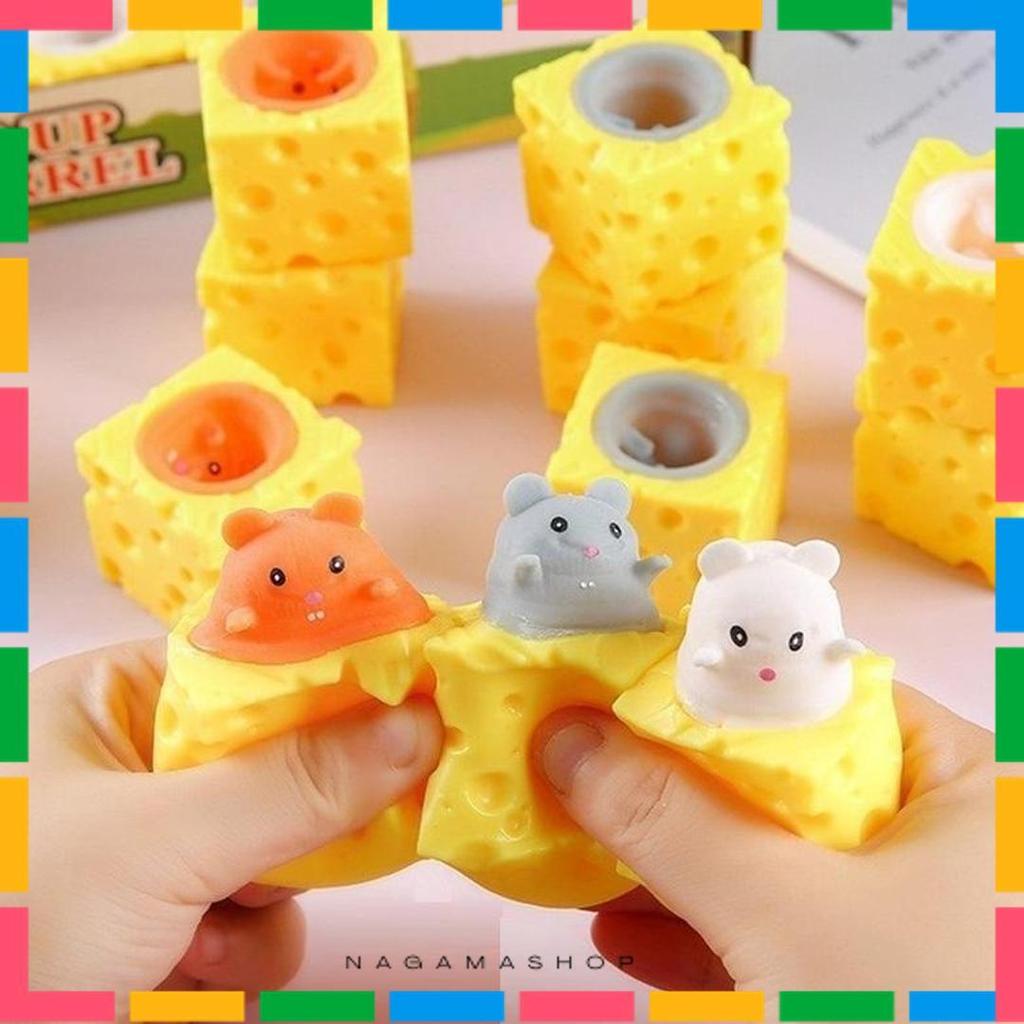 Terlaris Mainan Pop It Squishy Karet Silikon Keju Tikus / Mainan Squishy Tikus Keju Karet Silikon Po