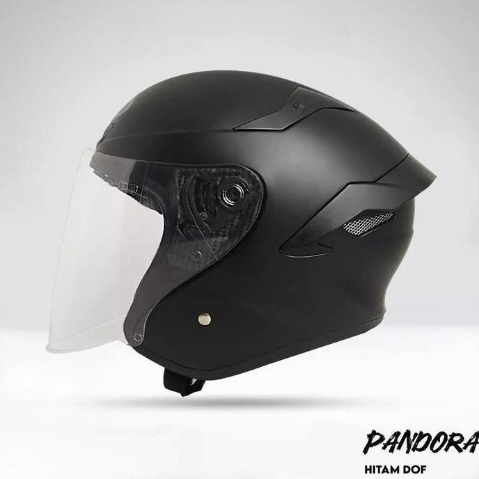 Helm TTC Pandora Dewasa Hitam Doff - Half Face Helmet