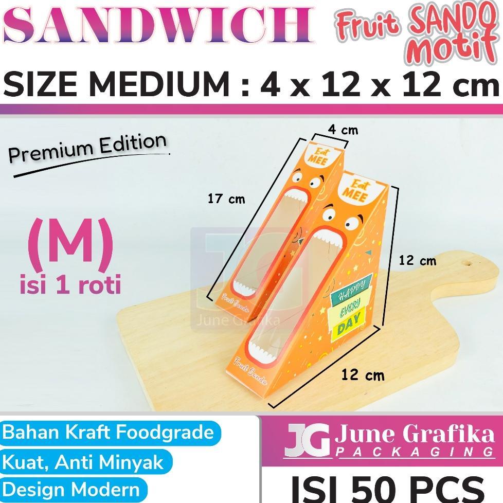 (Isi 50Pcs) Kemasan / Box Sandwich / Packaging Kraft Sandwich / Kotak Roti Kraft / Mika Segita Sandw