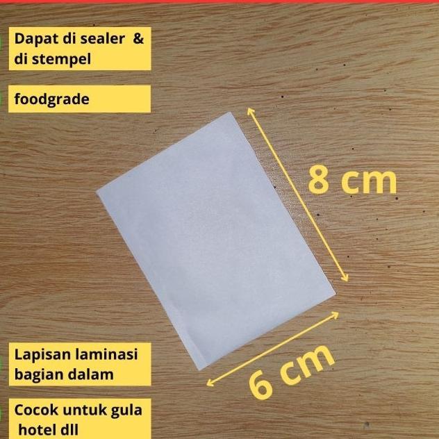 Kemasan Sachet Kertas Polos (6X8)Cm Untuk Wadah Gula Kopi Teh Hotel Dll (Bisa Diseal & Di Stempel)