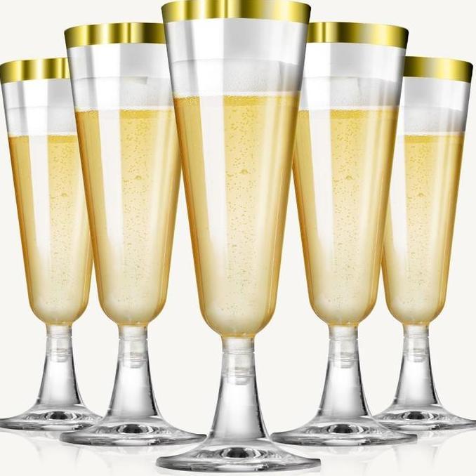 ERTTOLIN Gelas Champagne Plastik 10pcs Gelas Kaki Plastik 200ml Gelas Plastik Bening Tebal Gelas Win