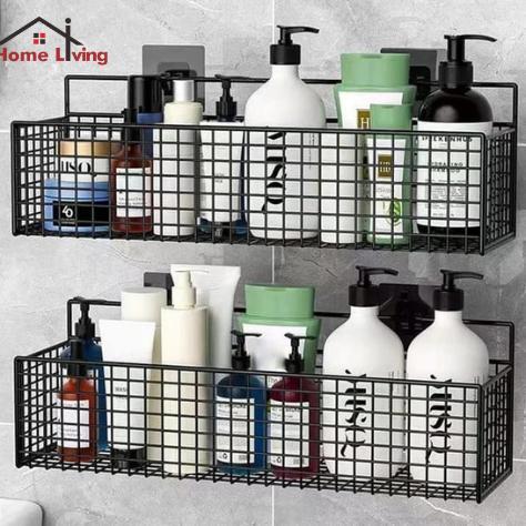 Hl Rak Gantung Kamar Mandi Rak Keranjang Jaring Besi Tempel Dinding Serba Guna