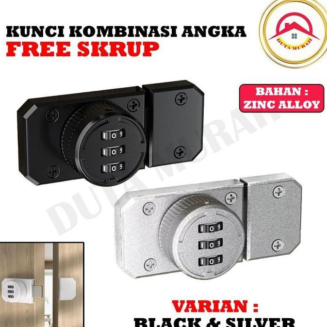 AYOBAKUL Kunci Lemari Pintu 3 Digit Grendel Slot Dengan Baut Kunci Slot Pintu Geser Lemari Pintu Rum