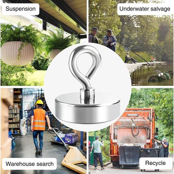Ready  Magnet Besi Berani Kait Gantungan Strong Neodymium Kuat Angkat Beban