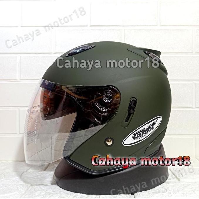 HELM GMT CENTRO DOUBLE VISOR ARMY DOF|MODEL INK CENTRO|MERK GMT