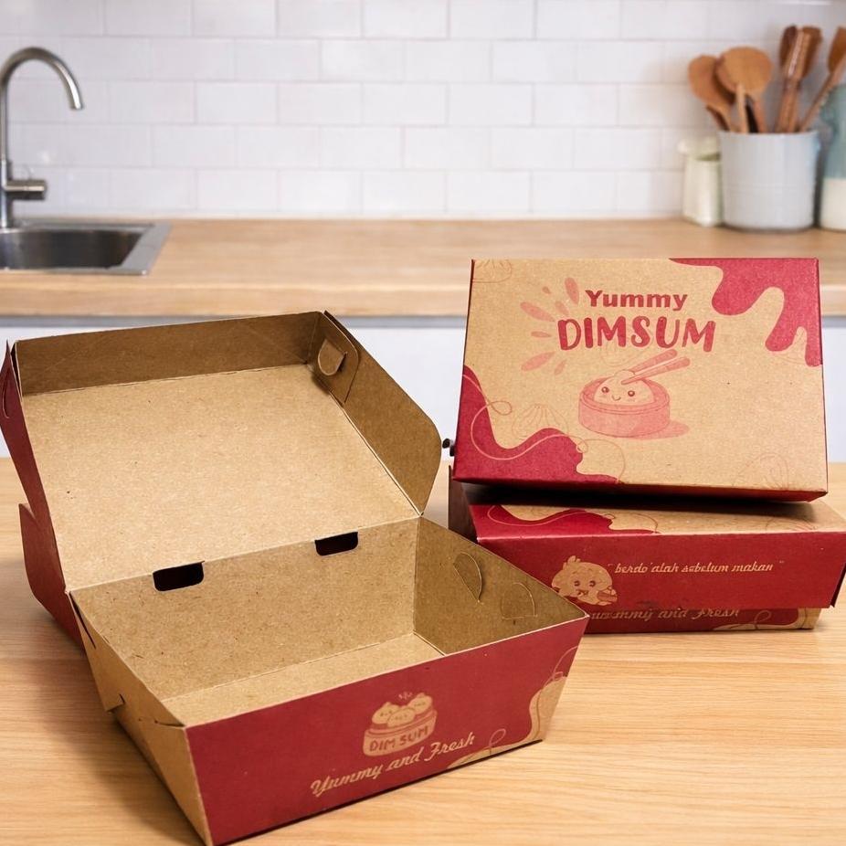 Box Dimsum Kraft ( Isi 50 Pcs ) Lunch Box Dimsum Kraft Dus Box Dimsum Laminasi Kotak Dimsum Kraft La