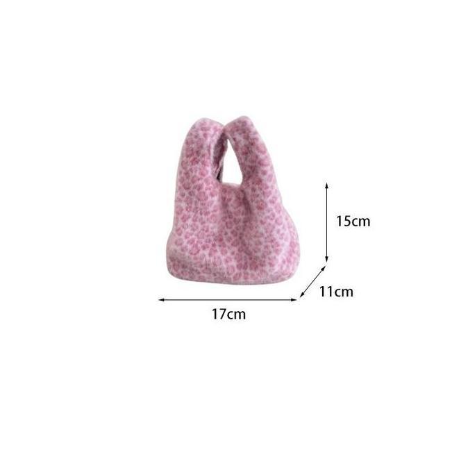 FERAYPO Tas Bahu Bulu Jinjing Fashion Cewek Aesthetic Style Shoulderbag Bulu Tas Bulu Motif Love Pol