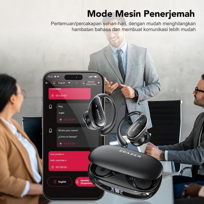 Lenovo ERAZER XT80PRO Headset terjemahan pintar AI True Wireless Bluetooth Earphone Sport TWS Noise 