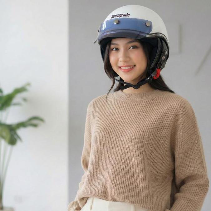 Riyanbpn5 - Helm Half Face Retrograde Klasik Retro Chip Cooper Warna Matte Gloxy Helm Vespa Skuter H