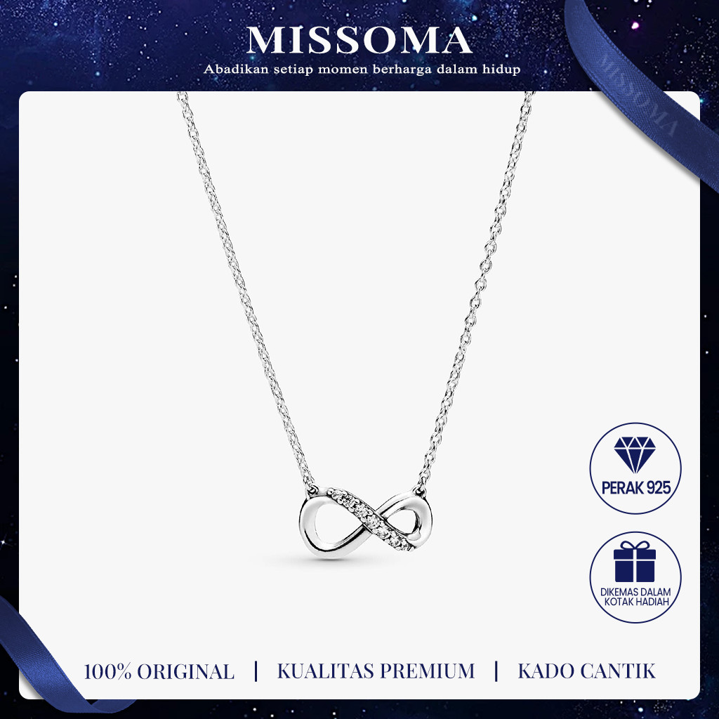 MISSOMA Pandora Kalung Perak S925 Liontin Infinity Mata Zircon - Kalung Simbol Keabadian Wanita Cant