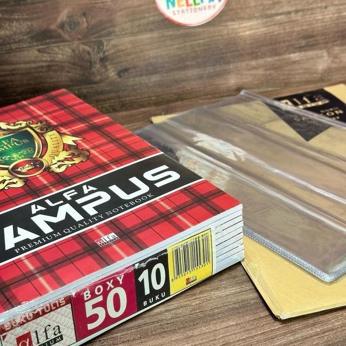 Sandyou- Paket Buku Tulis Smp Sma Campus Isi 50 Lembar 10 Buku Plus Sampul Kertas Coklat Dan Sampul 