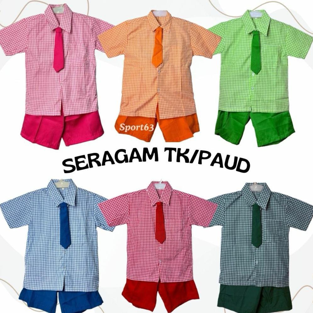 Termurah / Hot Sale Seragam Tk Kotak Kotak. Seragam Tk Perempuan/Seragam Tk Laki Laki/Satu Set Serag
