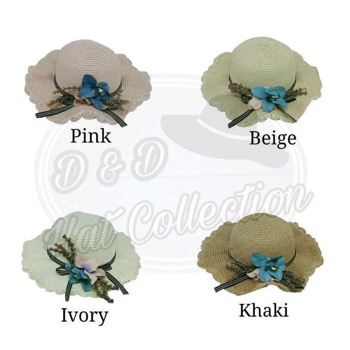Topi Pantai Anak Gelombang Import Motif Bunga Lily