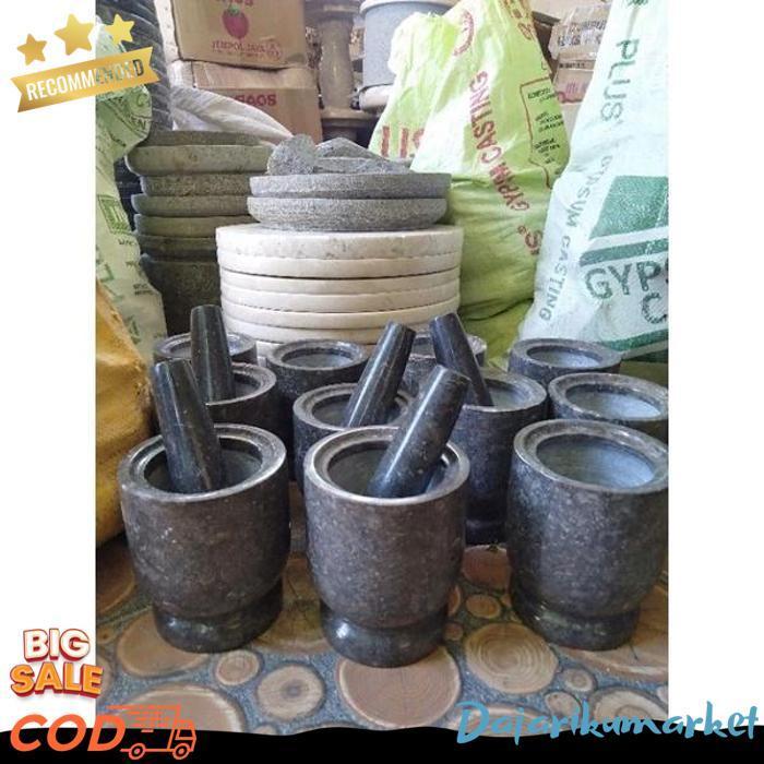 Lumpang Alu Marmer Marble Stone Mortar Pestle Tumbukan Obat Puyer Uleg Ulek Ulekan Tumbuk Bumbu 4/11