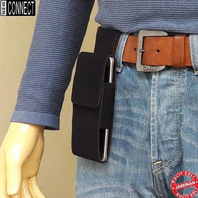 NEW SARUNG HP PINGGANG KULIT SUADE VERTIKAL ORI