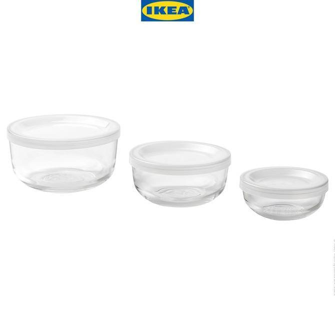 Ikea Bestamma Wadah / Kotak Makan Dengan Tutup Set Isi 3Cm Kaca