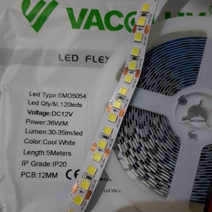 Ready  Vacolux Lampu LED Strip DC12V Mata Besar Rapat Putih Bersih 600Led 5M