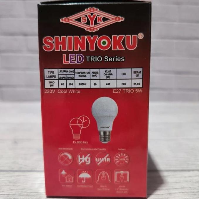 Ready  PAKET ISI 3 PCS LAMPU LED TRIO 15 WATT CAHAYA PUTIH TERANG SHINYOKU