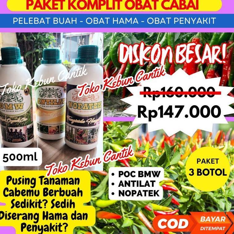 Paket Lengkap Pertanian Cabe Cabai - Pelebat Buah, Obat Hama, Obat Penyakit