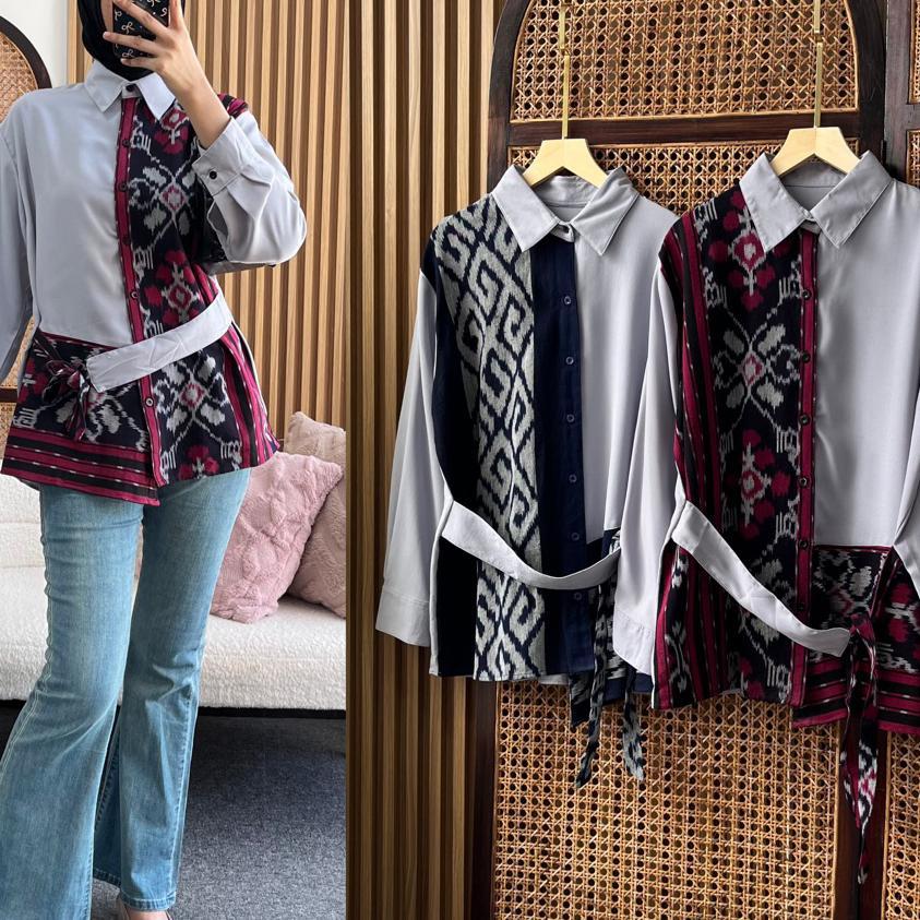 Little Butik Tenun Etnik Batik Shirt | Atasan Batik Wanita Batik Kerja