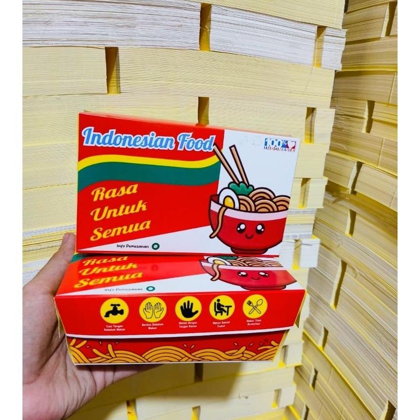 Dus Mie 100 Pcs Kotak Mie Level Goreng Ivory Laminasi Glosy Paper Lunch Box Kwetiau Mie Ayam Mie Yam