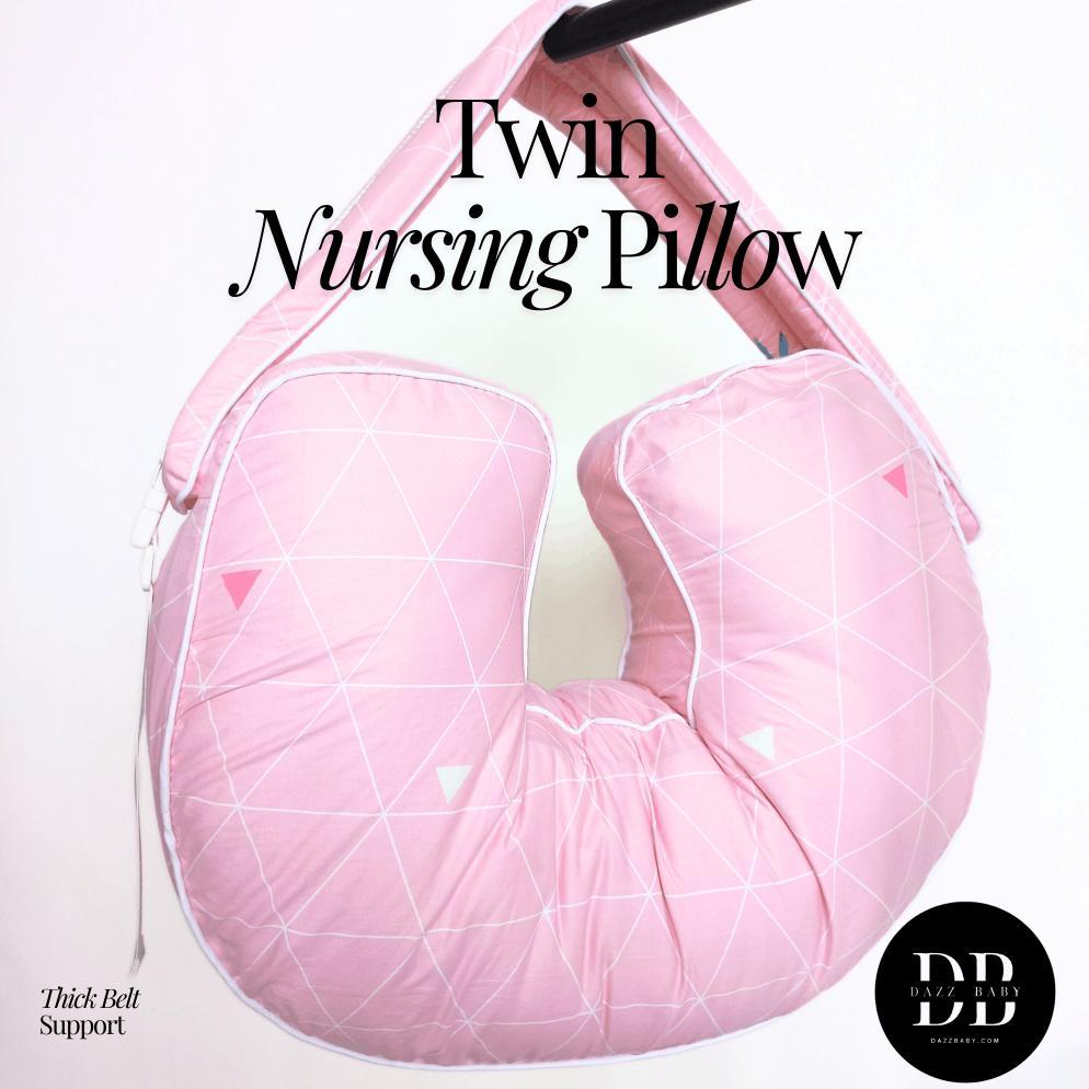 Bantal Menyusui Kembar / Nursing Pillow Twin Katun Motif Pink Triangle Dazz Baby