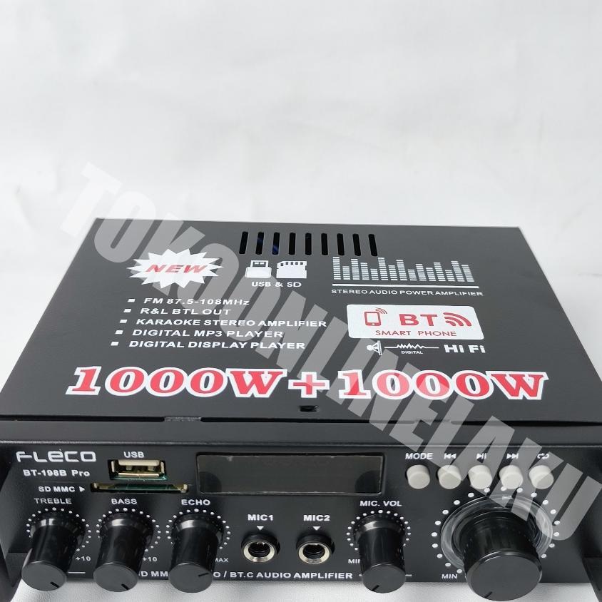 Amplifier Fleco Bt-198B Pro/ Ampli Bluetooth / Amplifier Karaoke Wireless / Power Amplifier Fleco