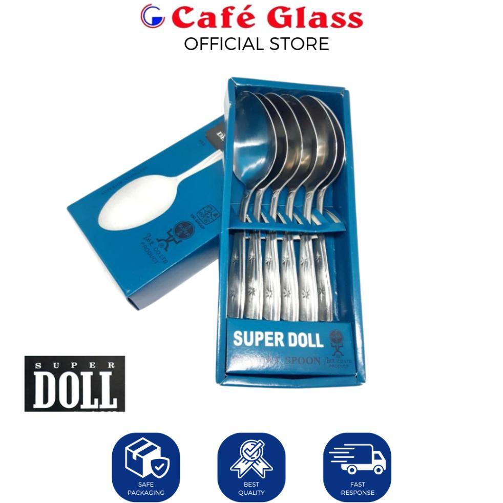Sendok Makan Tebal Stainless - Sendok Makan Set 6 Pcs Hotel Restoran - Alat Makan Doll (403)
