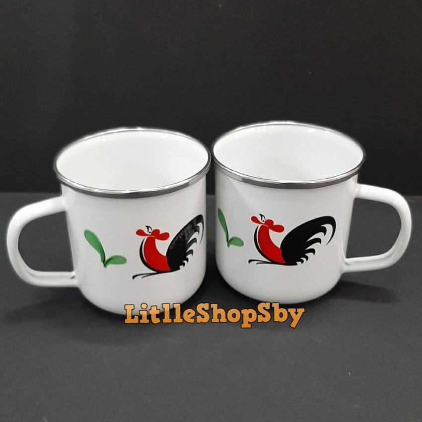Gelas Enamel 9Cm / Mug Enamel 9Cm Ayam Jago