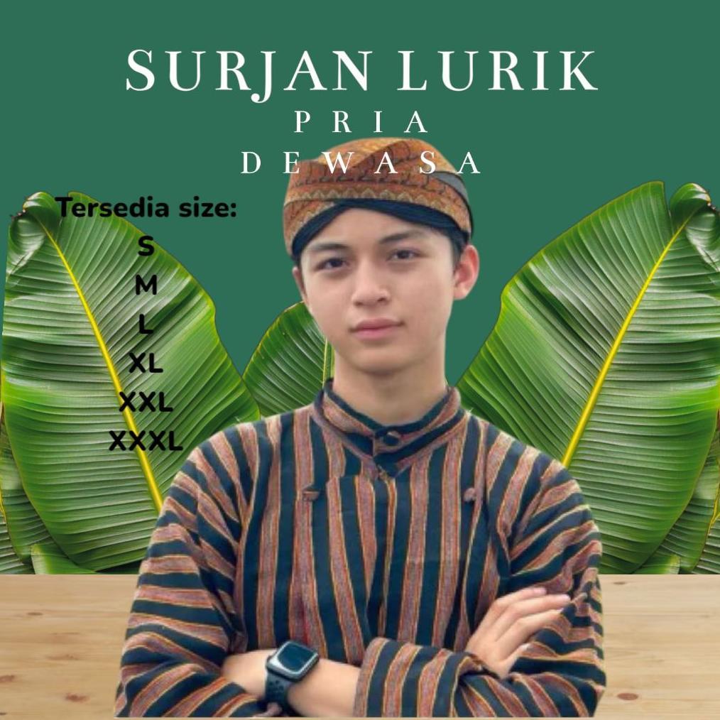 Diskon Baju Adat Jawa Pria ( Baju Lurik Pria + Blangkon Solo) - Baju Adat Jawa - Surjan Lurik + Baju