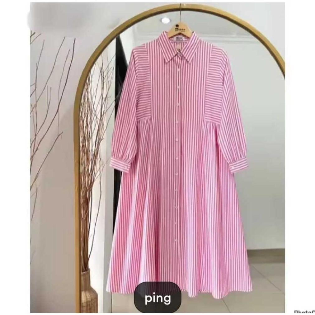 best deals tunic wanita motif garis-garis / kemeja tunik wanita terbaru / tunik dewasa jumbo terlari