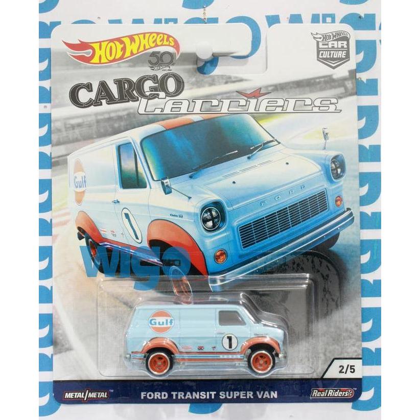 Hot Wheels Ford Transit Super Van Gulf biru Car Culture Cargo Carrier
