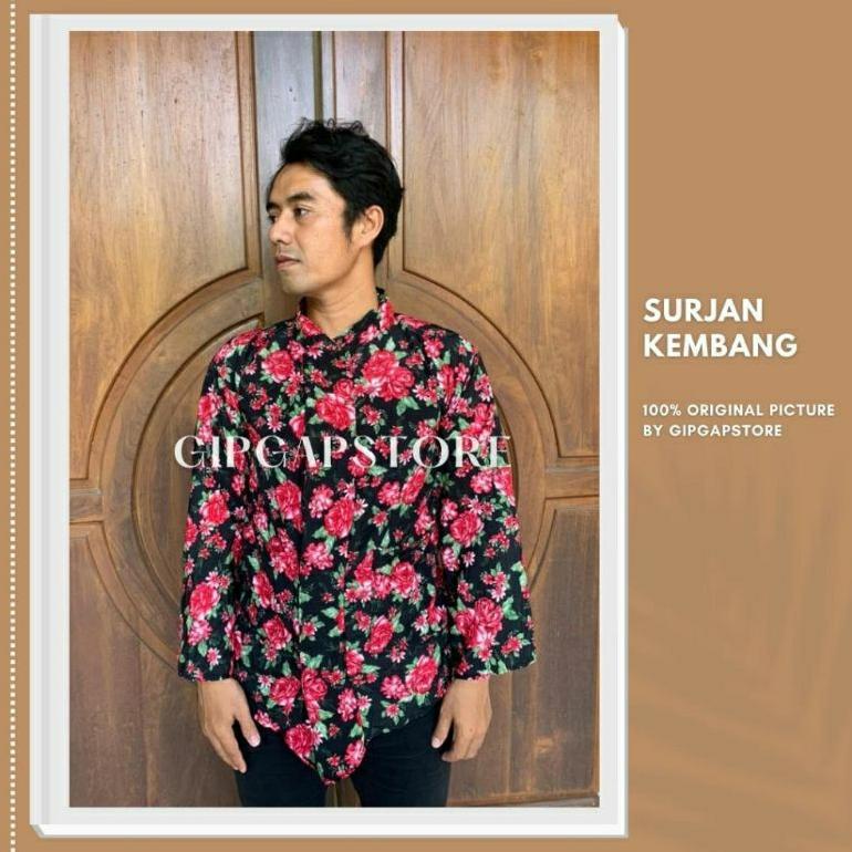 Diskon Baju Surjan Motif Bunga || Surjan Kembang Pria Dewasa || Baju Sorjan Kembang Bahan Satin