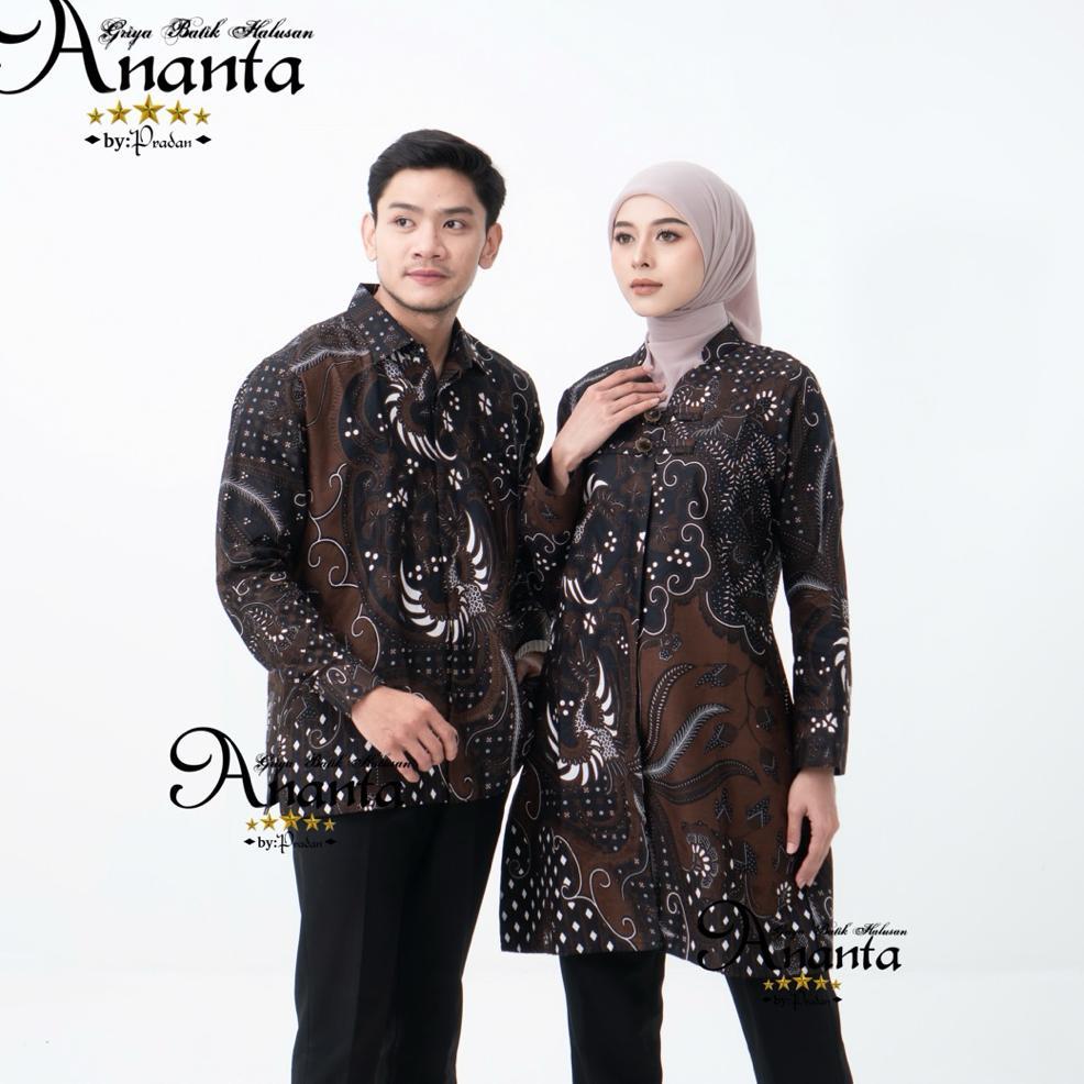 Batik Ananta Batik Couple Pasangan Sarimbitan Atasan Batik Lapis Premium Furing Dan Tricot, Kemeja P