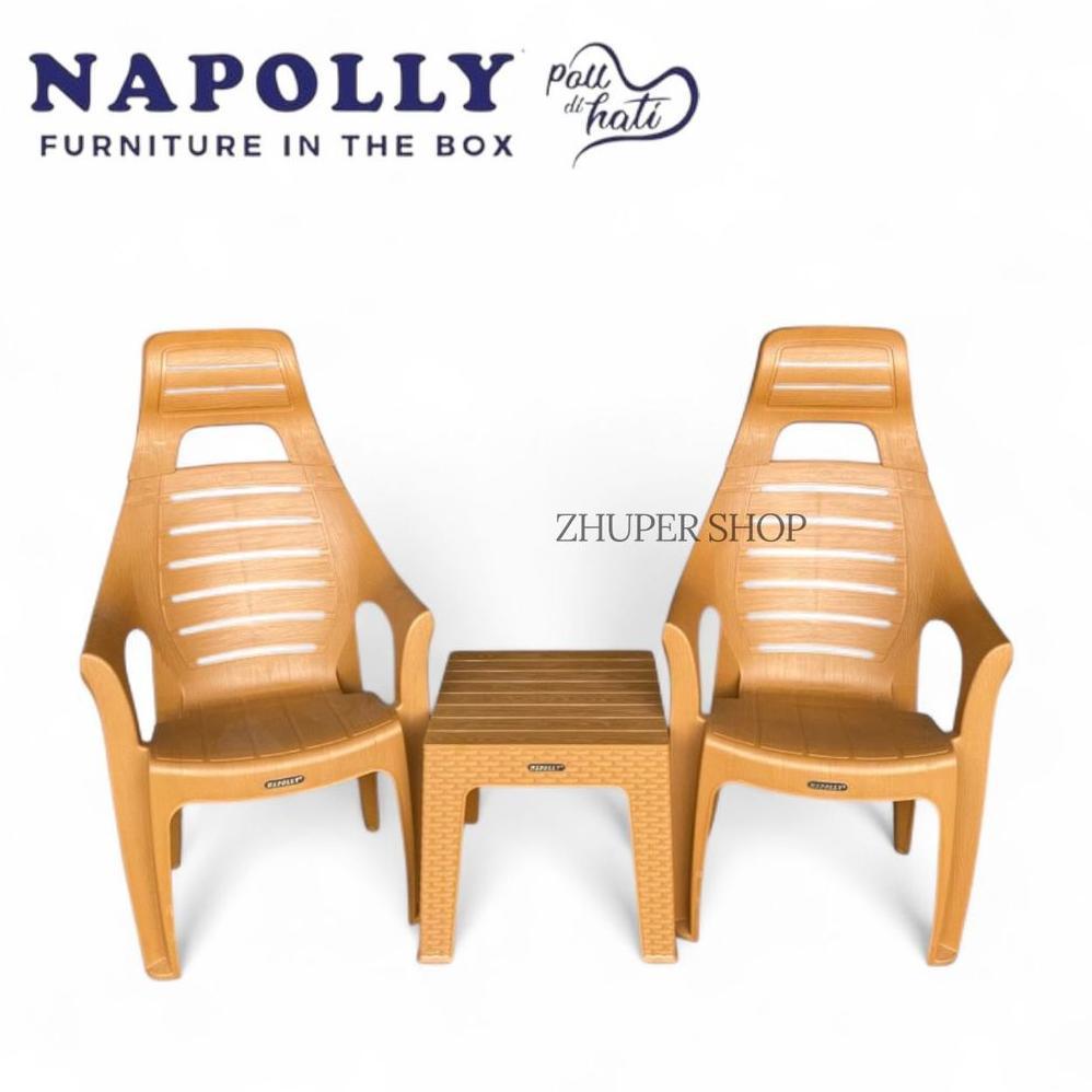 Napolly - 1 Set 2 Kursi 678 Hr / 833 Santai Sandaran Kepala / Kursi Santai Plastik Napolly / Kursi T