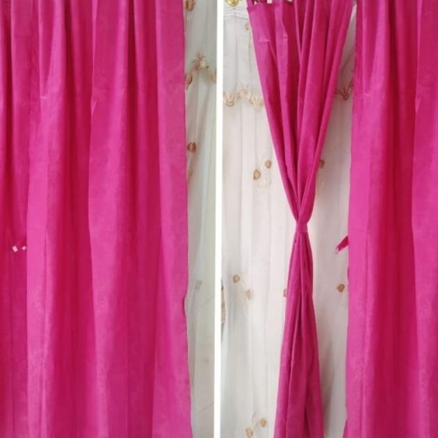 Tirai Gorden Jendela Gorden Kelas Polos Embos Pink Fanta Magenta