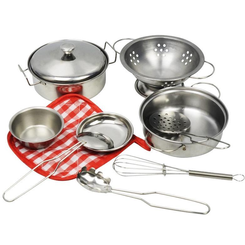 RECOMMENDED 10PCS MAINAN MASAK-MASAK STAINLESS ANAK MAINAN ANAK DAPUR SET STAINLESS KIDS HOUSE KITCH