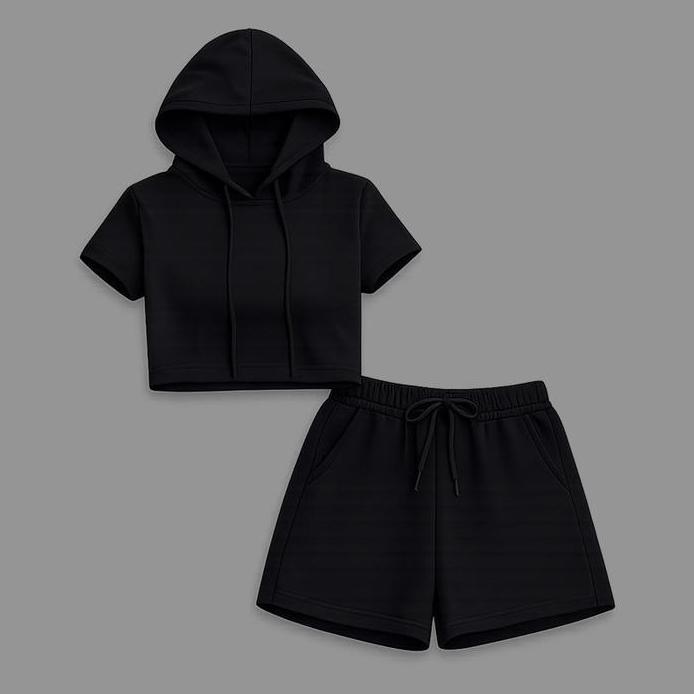 KSE-18 set baju olahraga gym senam wanita style korea hitam murah