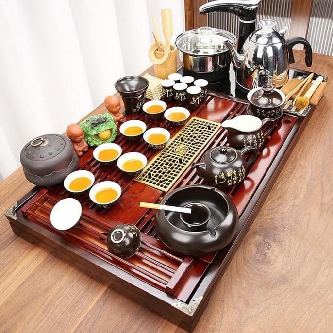 Chines Tea  Pot Set Fulll Set Elektrik Kungfu Tea Set  Teapot Tray Set
