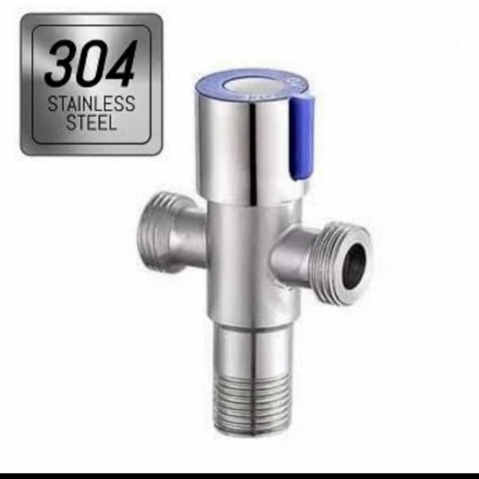 Ready stop kran air 1/2 cabang double stopkran kloset wastafel stainless
