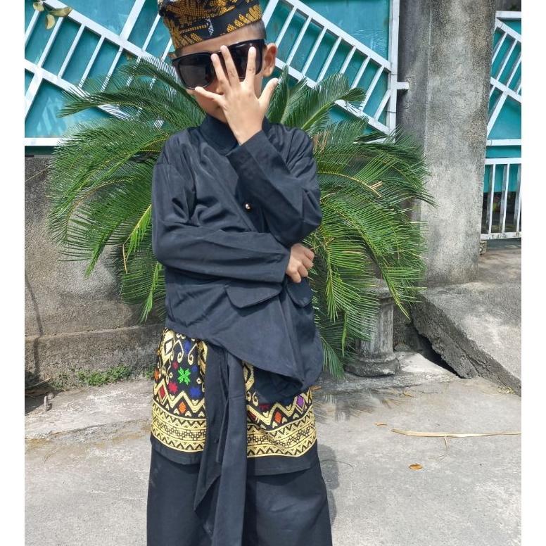 Best Seller Set Pegon Baju Tradisional Adat  Sasak Lombok Untuk Anak Laki-Laki. Komplit Baju, Kain &
