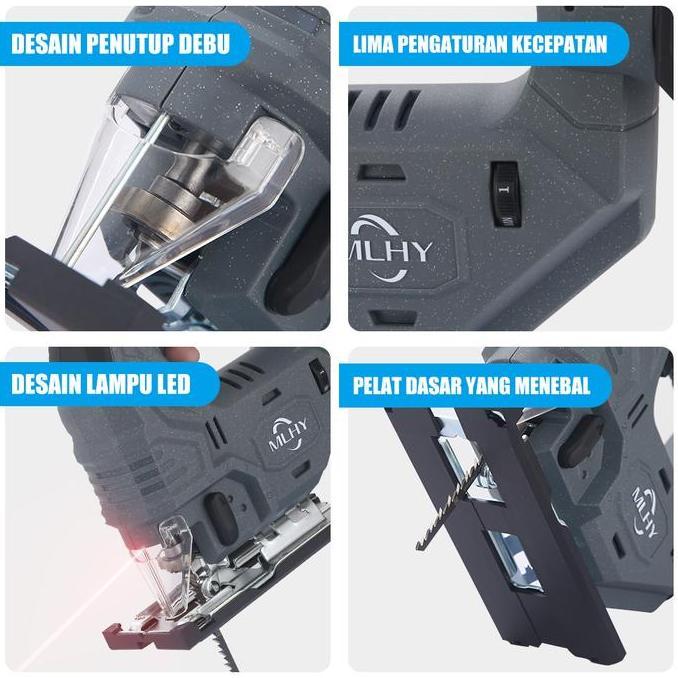 Mlhy Mesin Gergaji Jigsaw Cordless Kayu Electric Jigsaw Brushless Motor Variable Speed Cordless Keku