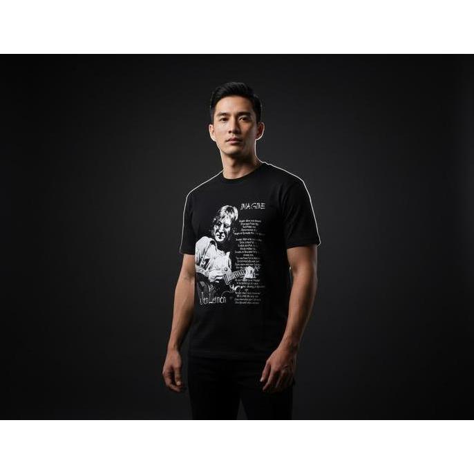 New kaos band katun premium nyaman beatles2 jhon lenon hitam  bisa custom design suka suka satuan Cu