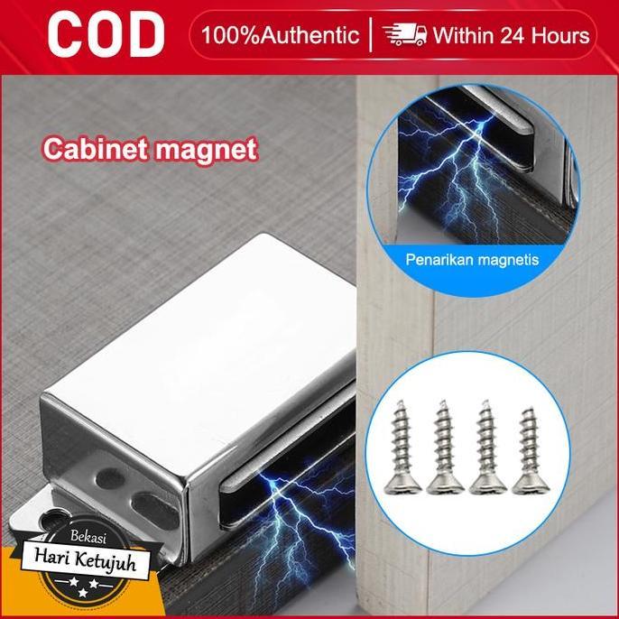 BLAZONE Magnet Pintu Lemari Kuat Stainless Steel Tanpa Bor, Cocok Furniture, Pintu Kayu & Lemari Dap