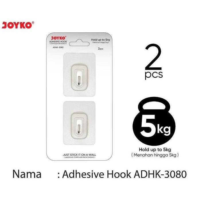 JOYKO ADHESIVE HOOK/GANTUNGAN BERPEREKAT ADHK-3080 2PCS