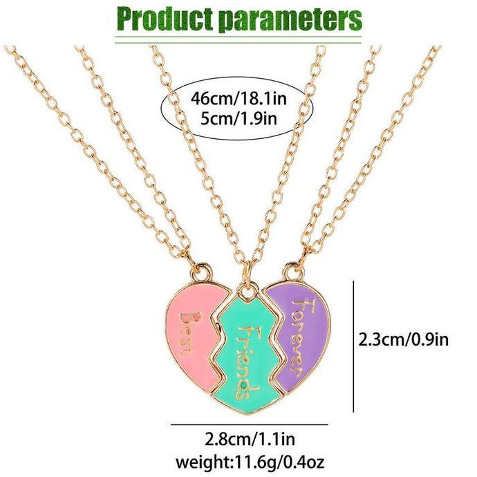 ESPRIZO 3Pcs Kalung Best Friends Forever Gift Kreatif Hadiah Perhiasan Kalung Liontin Persahabatan B