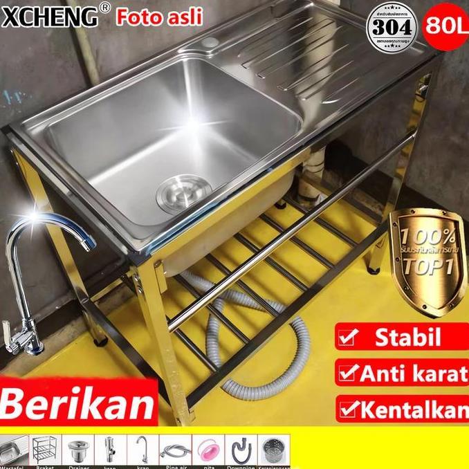 JODHOZ SUS304 Wastafel cuci piring Portable Stainless 48*35cm/75*40cm Kitchen Sink  Cuci Piring Wast
