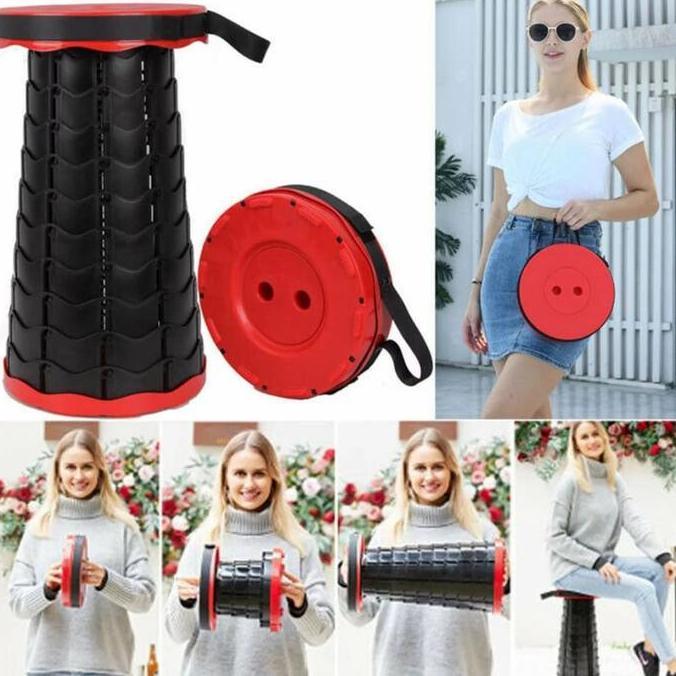 ATHHINE KURSI LIPAT BULAT PORTABLE BANGKU LIPAT OUTDOOR KURSI PANCING PLASTIK - DELI CHAIR Camping